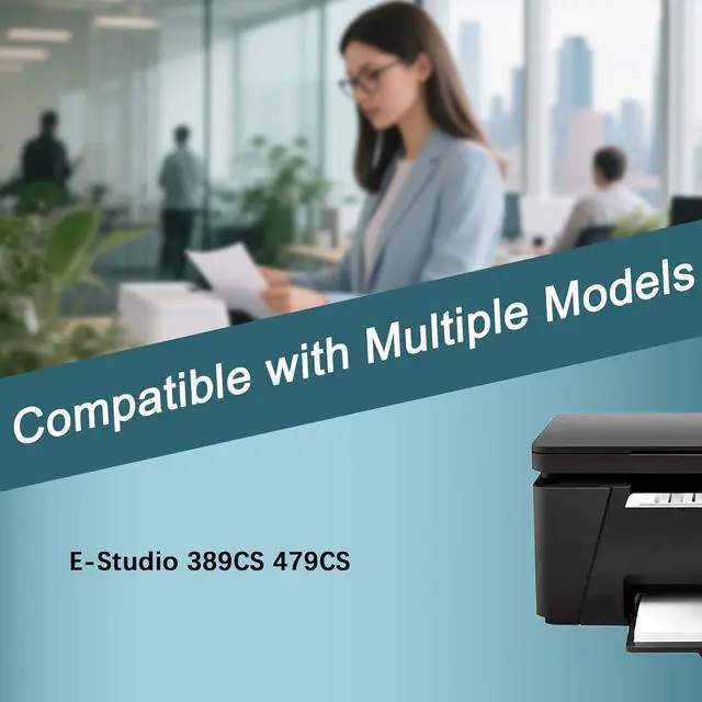 Alt view image 2 of 7 - Ennovor T-FC389UKR T-FC389UCR T-FC389UMR T-FC389UYR T-FC389UR TFC389UR Toner Cartridge Compatible BK/C/M/Y Replacement for Toshiba E-Studio 389CS 479CS Printers Cyan*1