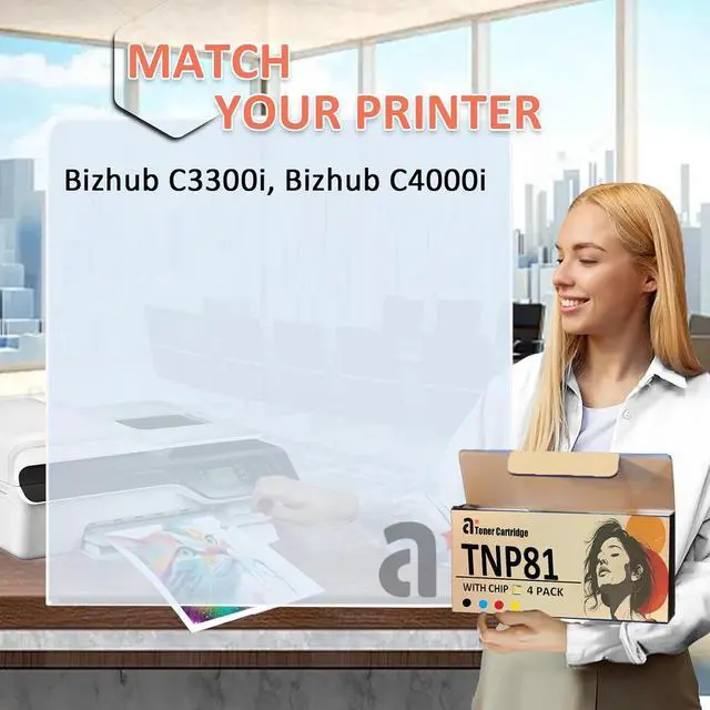 Alt view image 2 of 7 - Ennovor TNP81 Toner Cartridges Replacement for Konica Minolta TNP-81 TNP81K TNP81C TNP81M TNP81Y Toner Cartridge Compatible for Konica Minolta Bizhub C3300i C4000i Printers, 1 Black