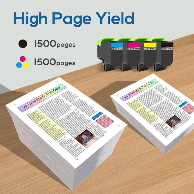 Alt view image 2 of 6 - Ennovor C2310 C2325 Remanufactured Toner Cartridge Replacement for Lexmark C2310K0 C2310C0 C2310M0 C2310Y0 C2325dw MC2325adw C2425dw C2325 MC2425adw C2535dw MC2535adwe MC2640adwe (High Yeild, 4Pack)