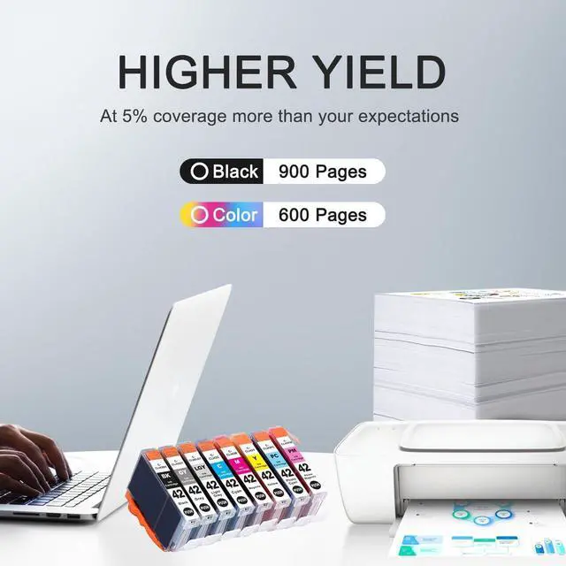 Alt view image 3 of 7 - Ennovor CLI-42 8 PK Value Pack Ink Compatible Ink Cartridges Replacement for Canon CLI-42 CLI42 Use with Pro-100 Pro 100 Printer Professional Inkjet PIXMA PRO-100 Ink (8 Colors)