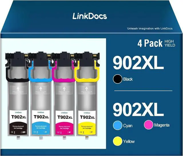 Main image of Ennovor Remanufactured T902XL Ink Cartridge with Latest Chips Replacement for Epson 902XL T902XL Work with Epson Workforce Pro WF-C5210, WF-C5290, WF-C5710, WF-C5790 Printers (4-Pack, B/C/M/Y)