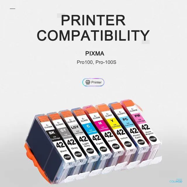 Alt view image 2 of 7 - Ennovor CLI-42 8 PK Value Pack Ink Compatible Ink Cartridges Replacement for Canon CLI-42 CLI42 Use with Pro-100 Pro 100 Printer Professional Inkjet PIXMA PRO-100 Ink (8 Colors)