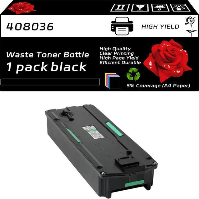 Main image of Ennovor 408036 Waste Toner Bottle Compatible with Ricoh MP C3003 C3004 C3004ex C3503 C3504 C3504ex Printers, High Yield 110000 Pages, Vibrant Colors (Black)