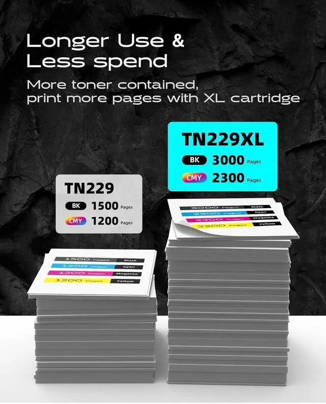 Alt view image 3 of 7 - Ennovor TN229XL Toner Cartridges Compatible Replacement for Brother TN229XL TN-229XL TN-229 TN229 Work with MFC-L3780CDW MFC-L3720CDW HL-L3220CDW HL-3280CDW HL-L3300CDW Printes (4 Pack, Bk/C/M/Y)