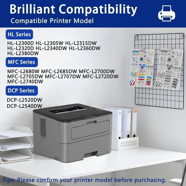 Alt view image 2 of 6 - Ennovor TN630 TN-630 Compatible TN-630 TN630 Black Toner Cartridge Replacement for Brother TN-630 HL-L2305W HL-L2320D HL-L2300D MFC-L2680W Toner.(2 Pack)