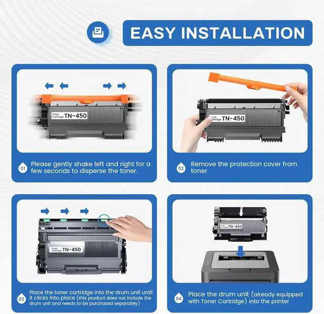 Alt view image 5 of 6 - TN450 TN-450 Compatible TN450 Black High Yield Toner Cartridge Replacement for Brother TN-450 Intellifax-2840 HL-2240 HL-2230 MFC-7860DW MFC-7360N Toner Cartridge (2 Pack).