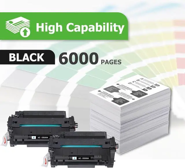 Alt view image 2 of 7 - Ennovor Aztech Compatible Toner Cartridge Replacement for HP 55A CE255A 55X CE255X P3015 P3015dn P3015x Pro 500 MFP M521dn M521dw M521 M525 Printer Ink (Black, 2-Pack)