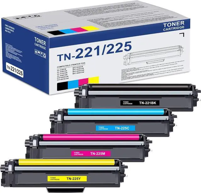 Main image of Ennovor TN221 TN225 Toner Cartridges 4-Pack Replacement for Brother TN221BK TN-225 Toner for MFC-9130CW MFC-9330CDW HL-3170CDW HL-3140CW Printer Black, Cyan, Magenta, Yellow Toner Cartridge Set