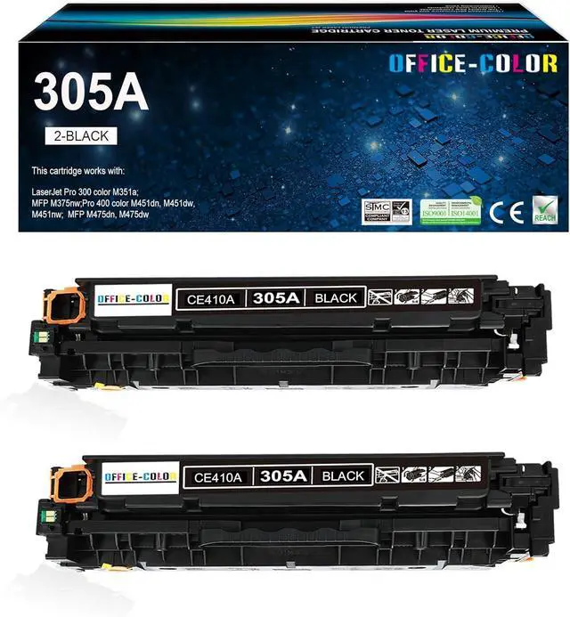Main image of Ennovor 305A Black Toner Cartridge Replacement for HP 305A Black CE410A for Laserjet Pro 400 Color M451dn M451dw M451nw Pro 300 M375nw M475dw M475dn Printe (2 Pack)