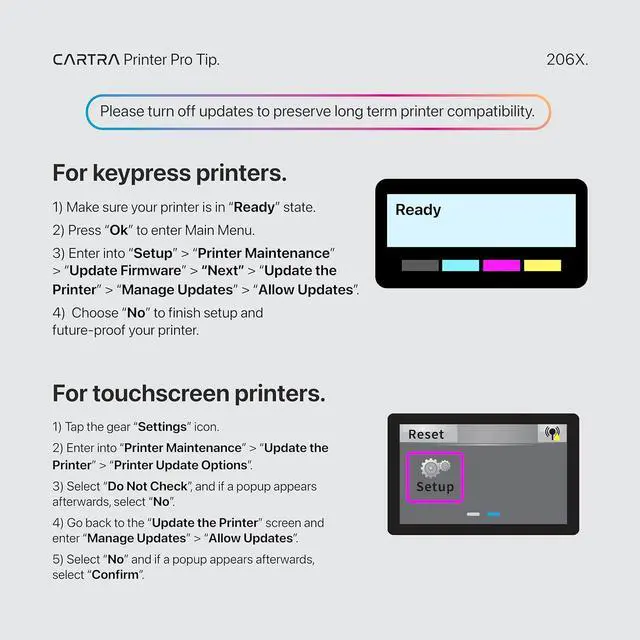 Alt view image 4 of 7 - Ennovor CATRA 206x High Yield Toner Cartridge Compatible with 206X Toner Cartridge Set, Works with Color Laser Jet Pro MFP M283fdw M283fdn M283cdw, M255dw, M255nw, M282nw 4Pack W2110X
