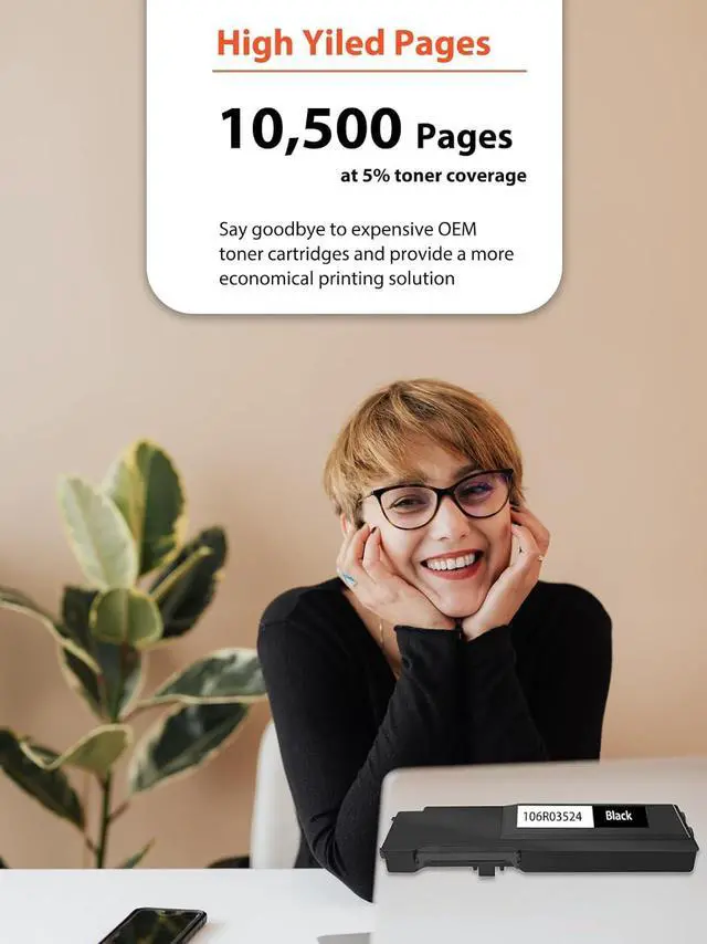 Alt view image 3 of 5 - Ennovor C400 C405 106R03524 Black 10,500 Pages Extra High Yield Toner Cartridge Replacement for Xerox VersaLink C400 C405 C400D C400DN MFP C405 C405N C405DN