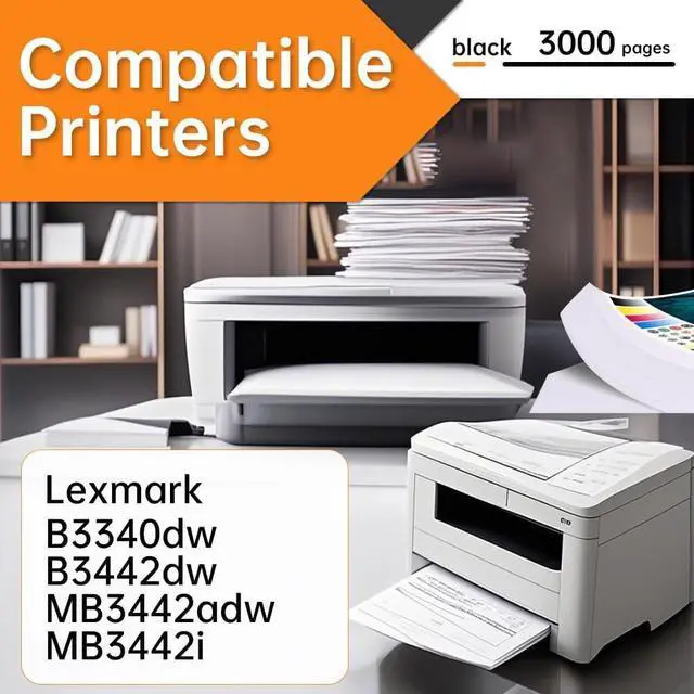 Alt view image 2 of 6 - Ennovor B341H00 High Yield Black Toner Cartridge with Chip (1-Pack) - Compatible with Lexmark B3340dw/B3442dw/MB3442 Series Printers