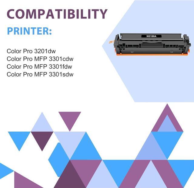Alt view image 2 of 7 - Ennovor 218A Toner Cartridges 4 Pack 218X Compatible for HP 218A 218X Color Laserjet Pro MFP 3301fdw 3301cdw 3301sdw Pro 3201dw Series Printer High Yield W2180A Ink Set (B/C/Y/M)