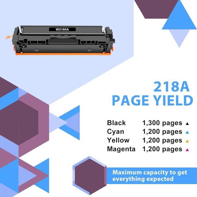 Alt view image 3 of 7 - Ennovor 218A Toner Cartridges 4 Pack 218X Compatible for HP 218A 218X Color Laserjet Pro MFP 3301fdw 3301cdw 3301sdw Pro 3201dw Series Printer High Yield W2180A Ink Set (B/C/Y/M)