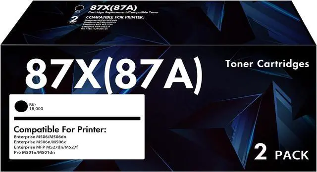 Main image of Ennovor 87X 87A Black Toner Cartridge 2-Pack CF287X CF287A Compatible for HP 87A 87X Toner Cartridge for HP Enterprise M506 M506dn M506n M506x M501 M501dn MFP M527 M527dn M527f Printer Ink