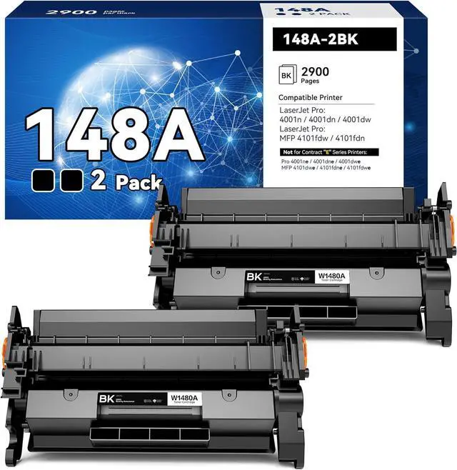 Main image of Ennovor 148A 148X Toner Cartridge [with Chip] Compatible with HP 148 for HP148A for HP148 W1480A W1480X High Yield for HP Laserjet Pro MFP 4101fdw 4101fdn 4001dw 4001dn 4001n Printer(2 Pack)