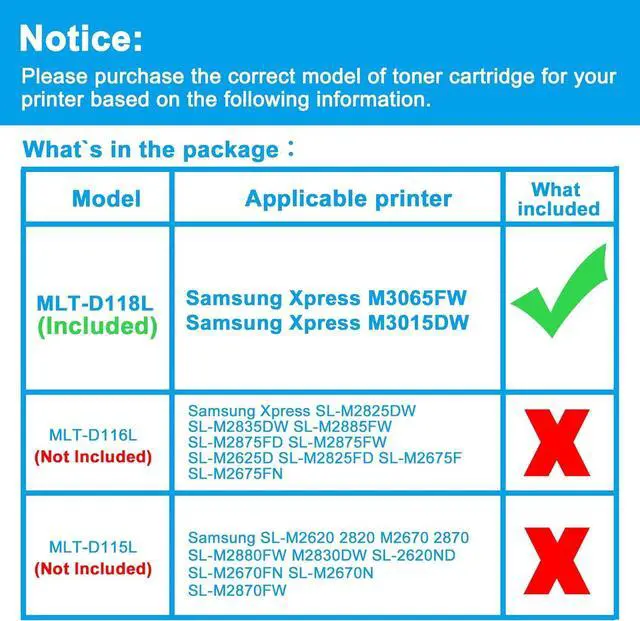 Alt view image 2 of 7 - Ennovor LCL Compatible Toner Cartridge Replacement for Samsung MLT-D118L MLT-D118S D118L 118L D118S 4000 Pages M3065FW M3015DW (2-Pack Black)