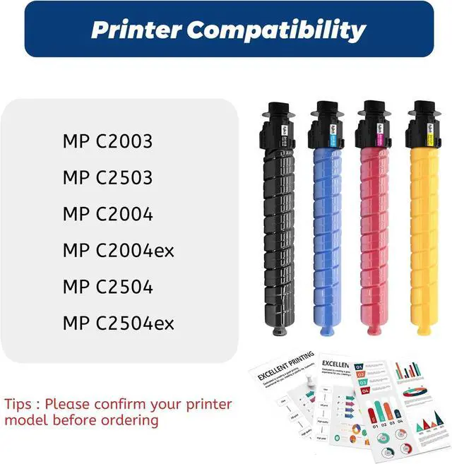 Alt view image 3 of 7 - Ennovor MP C2003 C2503 Toner Cartridge Black Cyan Magenta Yellow - Replacement for Ricoh C2003 C2503 841918 841921 841920 841919 High Yield for Lanier Savin MP C2503 C2003 C2004 C2504 Printer,4 Pack