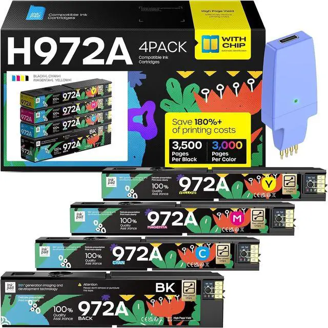 Main image of Ennovor 972A 972 A Ink Cartridge Compatible with HP PageWide MFP 377dw 377dn / PageWide Pro 452dw 452dn / PageWide Pro Multifunction 477dw 477dn 577dw 577z Printer (BCMY, 4 Pack)