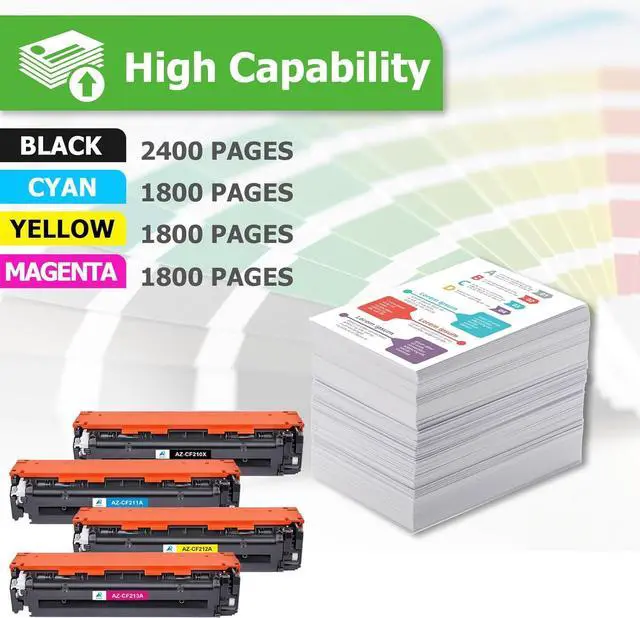 Alt view image 3 of 7 - Ennovor Aztech Compatible Toner Cartridge Replacement for HP 131X 131A CF210X CF210A CF211A CF212A CF213A (Black/Cyan/Yellow/Magenta, 4-Pack)