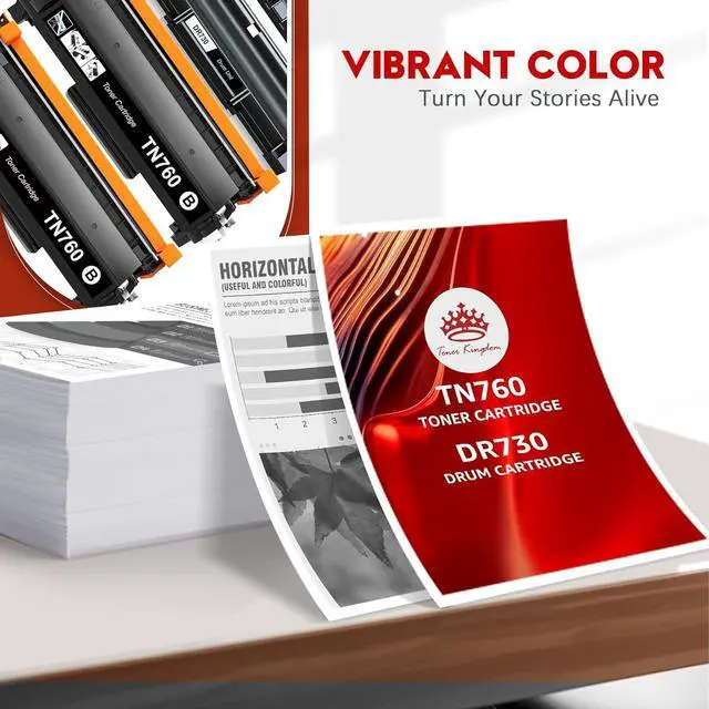 Alt view image 4 of 7 - Ennovor Toner Kingdom Compatible TN760 Toner Cartridge and DR730 Drum for Brother TN760 TN-760 TN730 TN-730 DR730 for Brother HL-l2395dw HL-L2350DW MFC-L2710DW Printer (2 Toners, 1 Drum Unit)