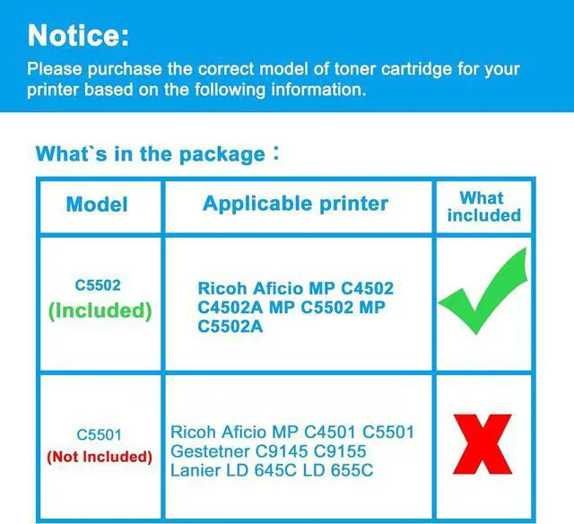 Alt view image 2 of 7 - Ennovor LCL Compatible Toner Cartridge Replacement for Ricoh MP C4502 C4502A C5502 C5502A 841751 841754 841753 841752 841679 841682 841680 841681 (4-Pack Black Cyan Magenta Yellow)
