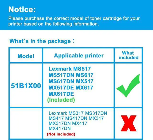 Alt view image 2 of 7 - Ennovor LCL 51B1X00 51B0XA0 Black Extra High Yield Toner Cartridge Replacement for Lexmark MS517 MS517DN MS617 MS617DN MX517 MX517DE MX617 MX617DE Printer (1-Pack 20,000 Pages)