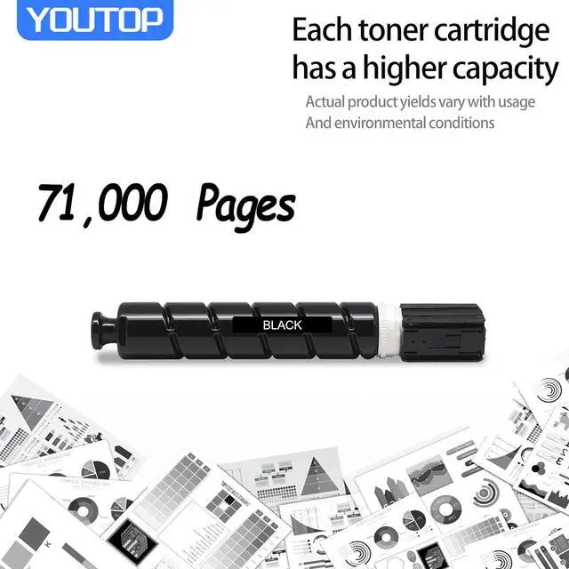 Alt view image 2 of 6 - Ennovor GPR-61 GPR61 Black Toner Cartridge (3763C003AA) Replacement for Canon ImageRUNNER Advance DX C5840i C5850i C5860i C5870i Printer(1-Pack)