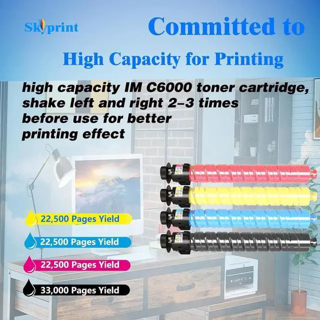 Alt view image 3 of 6 - Ennovor IM C4500 IM C6000 High Capacity IMC4500 IMC6000 Toner Cartridges Black Cyan Magenta Yellow Replacement for Ricoh Lanier Savin IM C4500 IM C6000 Printer