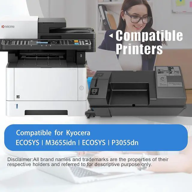 Alt view image 2 of 6 - Ennovor TK3182 TK 3182 Toner Cartridge Replacement for Kyocera TK-3182 TK3182 Black Toner for Kyocera ECOSYS M3655idn ECOSYS P3055dn Printer High Yield 21,500 Pages 2-Pack