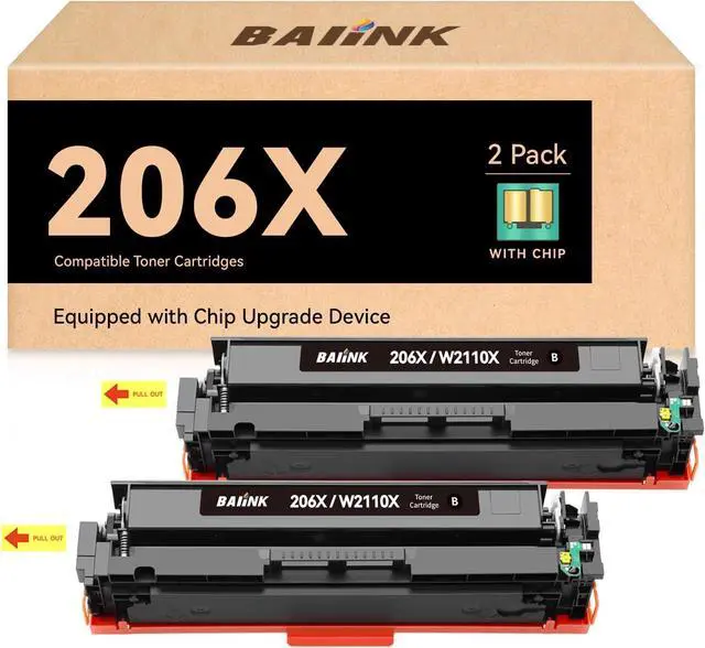 Main image of Ennovor 206X 206A W2110X Black Toner Cartridge (with Chip) Compatible Replacement for HP 206X 206A W2110X W2110A Compatible with HP MFP M283fdw M283cdw M283 M282nw M255 M255dw M255nw Printer (2 Pack)