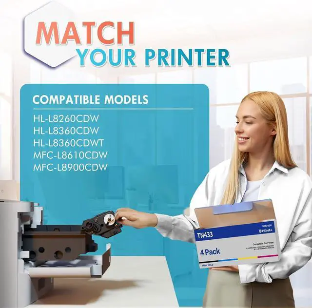 Alt view image 2 of 7 - Ennovor TN433 Toner Cartridge Set 4 Pack MFC-L8900CDW Compatible Replacement for Brother TN 433 TN-433 TN431 MFC L8900CDW HL-L8360CDW HL-L8360CDWT HL-L8260CDW MFC-L8610CDW Printer