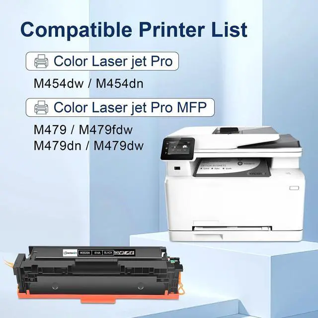 Alt view image 2 of 6 - Ennovor 414A Black Toner Cartridge (with Chip) Compatible Replacement for HP 414A Toner W2020A Work for HP Color Laser Jet Pro MFP M479fdw M454dw M454dn M455dn M479fdn Printer, 2 Pack