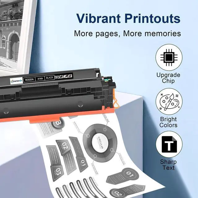 Alt view image 5 of 6 - Ennovor 414A Black Toner Cartridge (with Chip) Compatible Replacement for HP 414A Toner W2020A Work for HP Color Laser Jet Pro MFP M479fdw M454dw M454dn M455dn M479fdn Printer, 2 Pack