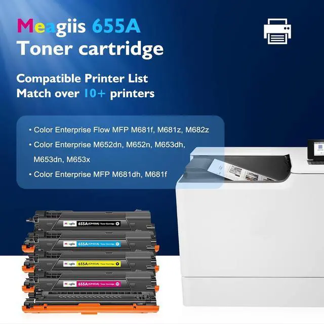 Alt view image 2 of 7 - Ennovor Compatible 655A Toner Cartridge Replacement for HP 655A Toner for Color Laserjet Enterprise M652dn M652n M653dn M653x MFP M681f M681dh M681z M682z Printer (4-Pack, Black Cyan Yellow Magenta)