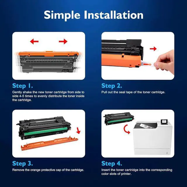 Alt view image 5 of 7 - Ennovor Compatible 655A Toner Cartridge Replacement for HP 655A Toner for Color Laserjet Enterprise M652dn M652n M653dn M653x MFP M681f M681dh M681z M682z Printer (4-Pack, Black Cyan Yellow Magenta)