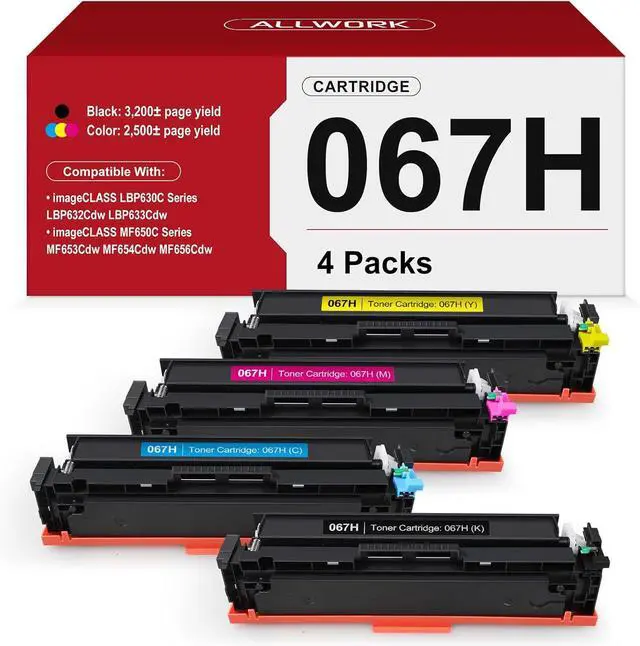 Main image of 067H High Yield Toner Cartridge Compatible Replacement for Canon 067H 067 High Capacity Works for Canon Color imageCLASS MF650C LBP630C Series MF656Cdw MF653Cdw MF654Cdw LBP632Cdw Printer 4-Pack