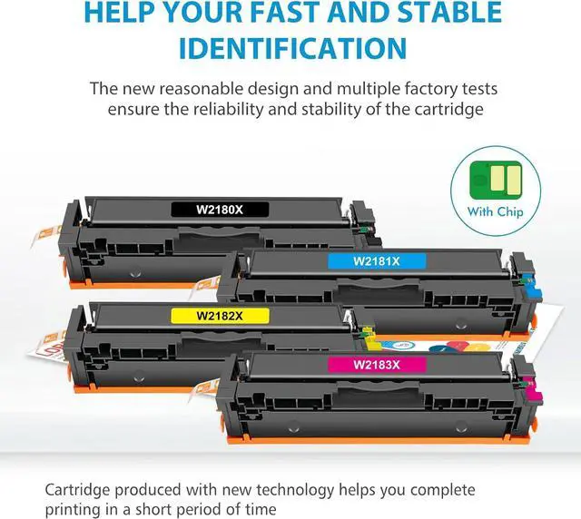 Alt view image 6 of 7 - 218X Toner Cartridges 4 Pack | Compatible Replacement for 218X Toner High Yield W2180X 218A W2180A Works with Color Laser Pro 3201dw MFP 3301 Series 3301fdw 3301sdw 3301cdw Printer Ink (with Chip)