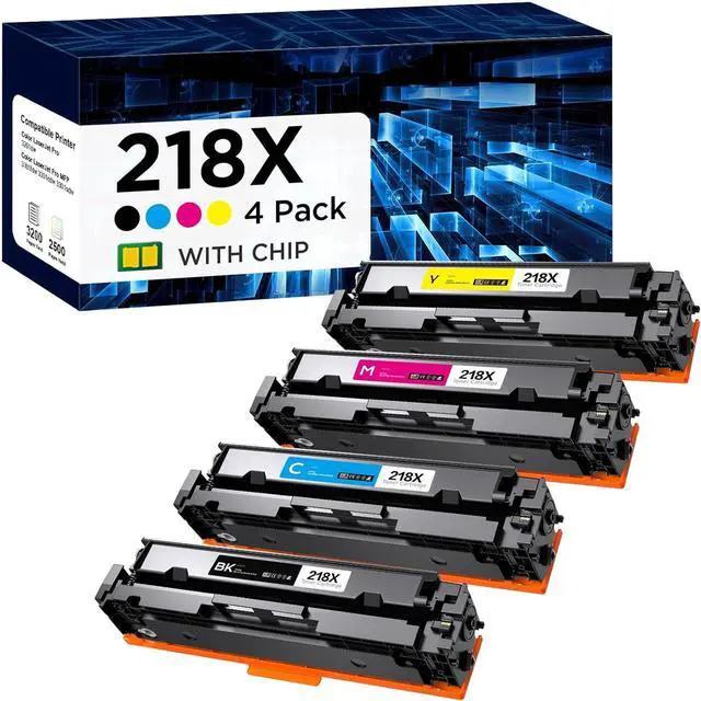 Main image of 218X Toner Cartridge (with Chip) High Yield Replacement for HP 218X W2180X 218A W2180A Works with HP Color Laserjet Pro 3201DW MFP 3301FDW 3301SDW Printer (4 Pack, Black, Cyan, Yellow, Magenta)