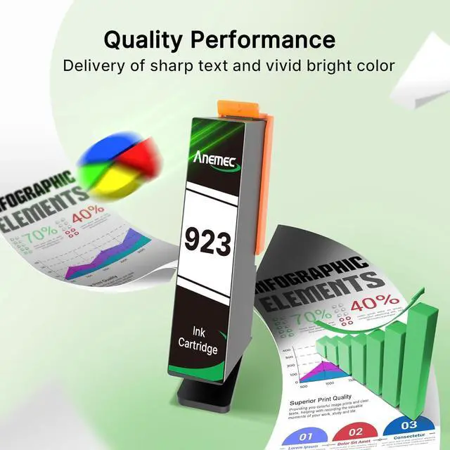 Alt view image 4 of 7 - 923 Ink Cartridges for HP Printers Replacement for HP 923 Ink Cartridges Combo Pack Without Chip 6C3Y6LN Works for OfficeJet 8122e Pro 8135e 8139e 8138e Printer Black Cyan Magenta Yellow (4-Pack)