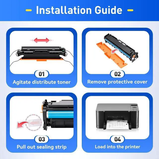 Alt view image 4 of 6 - 202A Toner Cartridge Set 4-Pack High Yield Replacement for HP 202A CF500A CF501A CF502A CF503A Compatible with HP Color LaserJet Pro MFP M281fdw M281cdw M281fdn M280nw M254dw M254dn M254nw Printer Ink