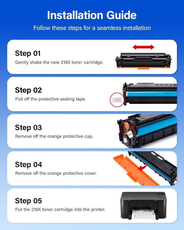 Alt view image 6 of 7 - 218A Toner Cartridges Set with chip 4-Pack 3301fdw Replacement for HP 218A W2180A W2181A W2182A W2183A 218X W2180X Black Compatible with HP Color Laserjet Pro MFP 3301cdw 3301sdw 3201dw Printers Ink