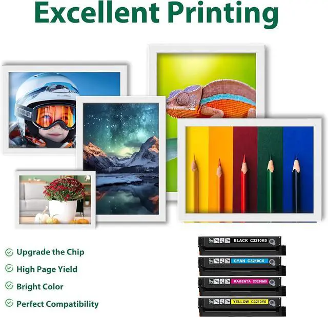 Alt view image 4 of 6 - Compatible C3224 C3326 Toner Cartridge with Chip 4-Pack Replacement for Lexmark C3224 Toner C3210K0 C3210C0 C3210M0 C3210Y0 Work with C3224 MC3224 MC3326 C3326 MC3426 C3426 Series Printer Toner