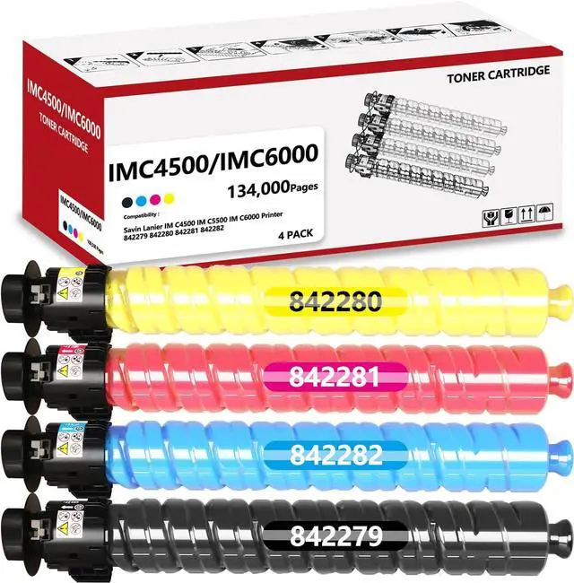 Main image of IMC4500 IMC5500 IMC6000 High Yield Toner Cartridge Compatible with Savin Lanier IM C4500 IM C5500 IM C6000 Printer Replacement for Ricoh 842279 842280 842281 842282 Black Cyan Magenta Yellow 4Pack