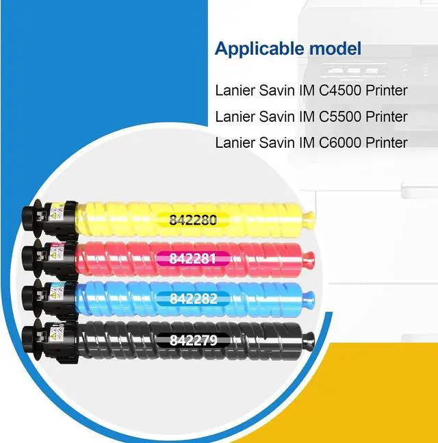 Alt view image 2 of 7 - IMC4500 IMC5500 IMC6000 High Yield Toner Cartridge Compatible with Savin Lanier IM C4500 IM C5500 IM C6000 Printer Replacement for Ricoh 842279 842280 842281 842282 Black Cyan Magenta Yellow 4Pack