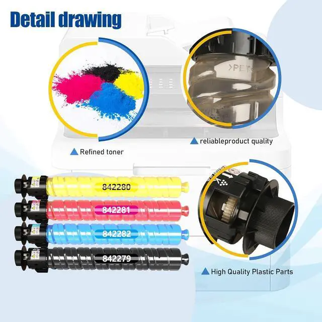 Alt view image 6 of 7 - IMC4500 IMC5500 IMC6000 High Yield Toner Cartridge Compatible with Savin Lanier IM C4500 IM C5500 IM C6000 Printer Replacement for Ricoh 842279 842280 842281 842282 Black Cyan Magenta Yellow 4Pack