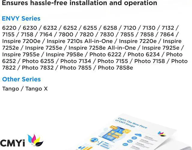Alt view image 2 of 5 - Replacement 64XL Printer Ink Cartridges Combo Pack for HP Envy 6222, 6234, 6252, 6255, 7134, 7155, 7158, 7822, 7832, 7855, 7858e, 6220, 6230, 6232, HP Tango, Tango X Printers (3 Black, 2 Color)
