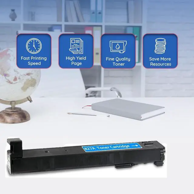 Alt view image 6 of 7 - CF301A 827A Cyan Toner Cartridge with Chip (2-Pack) | CF301A Cyan Toner Cartridge Replacement for HP 827A Toner Cartridge Compatible with Enterprise Flow MFP M880, M880z, M880z+, M880z+NFC Printer