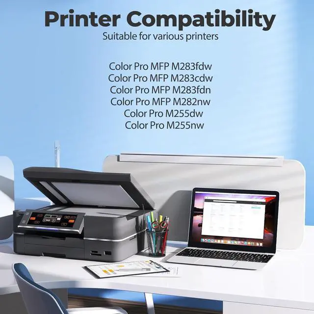 Alt view image 2 of 7 - 206A Toner cartridges 4 Pack Color Laser Jet Pro MFP M283fdw M283cdw Compatible for HP 206A 206X 206 Toner Cartridges for HP206A HP206X Toner for MFP M283fdw M283cdw M255dw M283fdn Toner with Chip