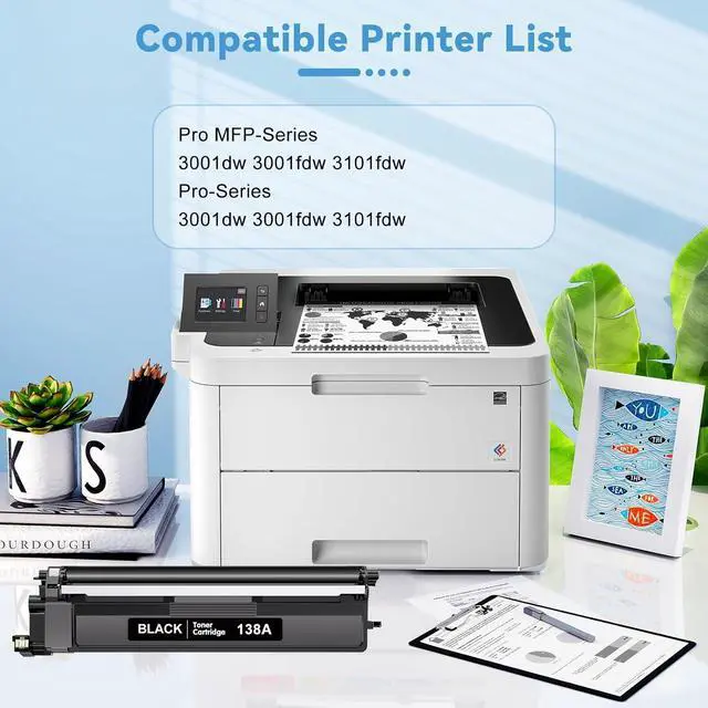 Alt view image 2 of 7 - 138A Toner Cartridge 2 Black with Chip Compatible for HP 138A W1380A Work with HP Laserjet Pro 3001dw 3001fdw 3001, MFP 3101fdw 3101 High Yeild Printer Toner Cartridge